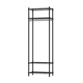KI WISH 居家生活 輕型4層衣櫥架 附吊衣桿, 黑色