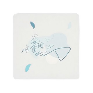 收納王妃 插畫小花軟式硅藻土杯墊 2個, 插畫小藍花 白色, 1組