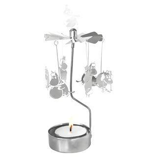 PLUTO DESIGN MOOMIN 旋轉燭座附蠟燭 天使風鈴 再生金屬製, 嚕嚕米冬季生活 銀色