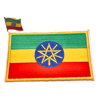 A-ONE 匯旺 伊索比亞 無字 國旗刺繡 + 國旗別針 DIY國旗刺繡徽章 8x5cm 台灣製, 彩色, 2組
