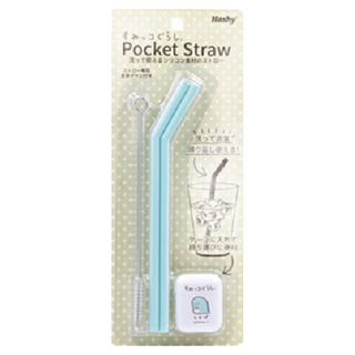 Hashy 折疊矽膠環保吸管 附收納盒 清潔刷, 2入, 1組