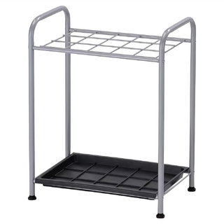 Useful Design 悠室屋家居 Easy15格雨傘架 台灣製造 分格置放 附集水盤 DIY組裝, 1個, 灰色 + 黑色