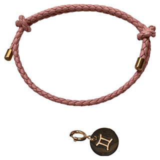 RADIANT STAR 璀璨之星 占星物語可換墜飾星座符號可調式真皮編織手環 粉紅皮繩 VRS148-159