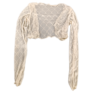 女款甜辣風透膚格子單釦長袖罩衫 Y6104, 杏色