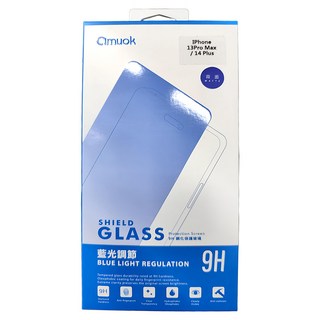 amuok 艾默克 玻璃貼 滿版 9H 鋼化玻璃 藍光調節 霧面, iPhone 13 Pro Max/14 Plus, 1個