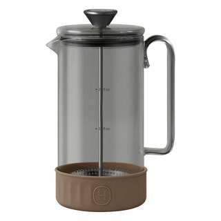 HYDY 法式濾壓壺 960ml 高硼矽玻璃 18/8不鏽鋼濾壓材質 耐熱矽膠套, 黑色, 1個