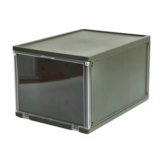 SHUTER 樹德 拼拼樂收納鞋盒 DIY組合多層不倒塌 磁吸式門片好開關 側面4個通氣孔, 軍綠色, 6個