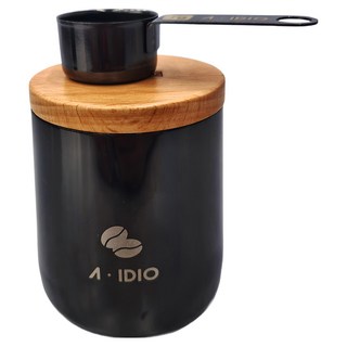A-IDIO 阿迪優 鈦金咖啡豆密封罐 曜石黑 附豆匙, 1組