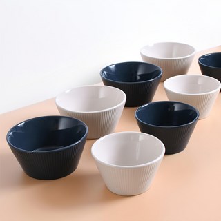 ROYAL VERREL Daily 陶瓷碗組, 飯碗 + 湯碗, 奶油白色 + 海軍藍色, 1組