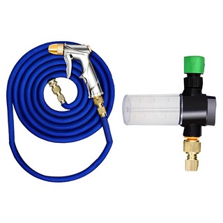 德利生活 7.5/15米伸縮水管 純銅加壓水槍 萬用接頭 泡沫罐 適用一般家用龍頭, 1組