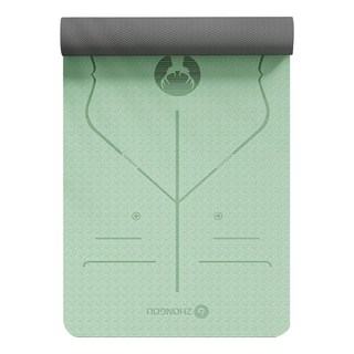 TPE抗菌瑜珈墊 雙色瑜珈墊 附綁帶 + 背袋 + 拉力繩或拍拍球 TP189010ANT, 綠色, 1個