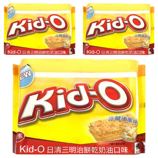 Kid-O 日清奶油三明治餅乾，經典香甜奶油口味分享包, 340g, 3袋