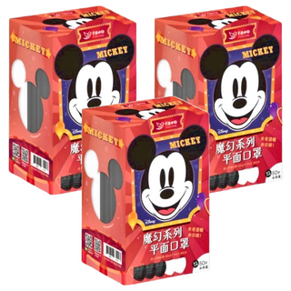 明基 幸福物語 迪士尼成人平面口罩, 米奇黑, 50片, 3盒