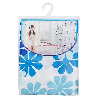 Toppuror 泰浦樂 防水浴簾布 180x180cm, 泰風精緻特多龍 藍色 + 白色, 1個