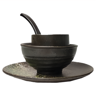 上手家居 復古日式餐具4件組 竹韻, 1組, 陶瓷碗 + 陶瓷盤 + 陶瓷杯 + 陶瓷勺