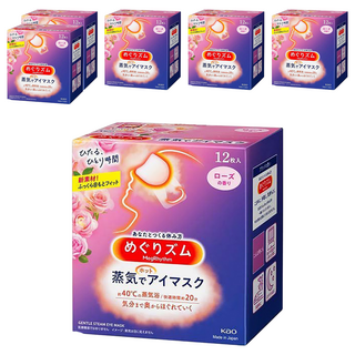 Kao 花王 MegRhythm 美舒律 新柔舒蒸氣眼罩 玫瑰花香 40°C 蒸氣SPA 約20分鐘, 12片, 6盒