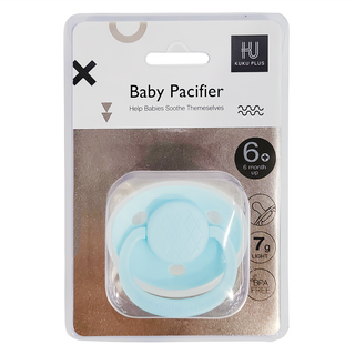 KU.KU Duckbill 酷咕鴨 KU-PLUS 下午茶安撫奶嘴 食品級矽膠 輕量7g, 6個月以上, 棉花藍, 1個