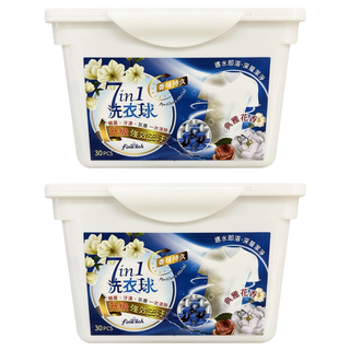 Finetech 釩泰 7 in 1 洗衣球 細菌 汗漬 灰塵一次搞定, 30顆, 2盒