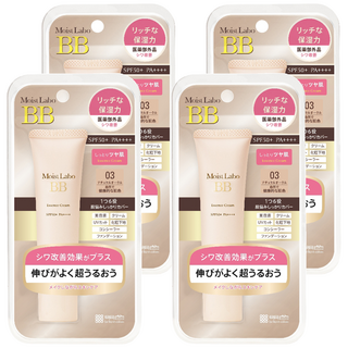 MEISHOKU 明色 MoistLabo保濕遮瑕精華BB霜 SPF50+ PA++++ 高遮瑕 高持妝 高耐汗 一瓶6效 快速完妝, 03 健康色, 30g, 4條