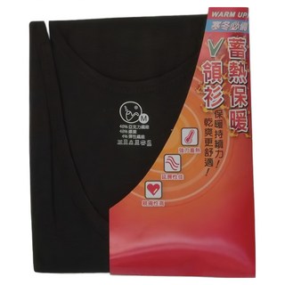 LIUKOO 煙斗 蓄熱保暖V領衫, M, 黑色