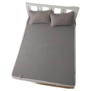 DESMOND 岱思夢 乳膠冰絲 柔軟舒適 輕薄透氣 貼合肌膚 雙重防滑, 涼蓆墊 + 枕套 x 2, 雙人, 冰炫灰