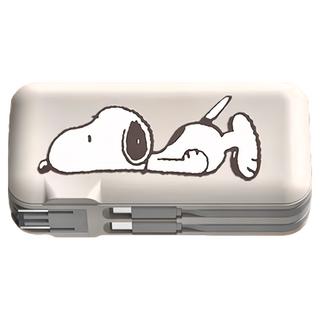 PEANUTS 史努比 萬國自帶雙線行動電源 12000Series, 趴趴款 白色