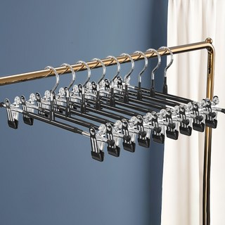 升級不鏽鋼無痕防滑褲架10件組 衣褲裙夾, 黑色, 1組