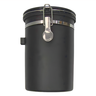 FANCY LIFE 咖啡豆密封罐 帶日期記錄圈和單向排氣閥 1.8L, 黑色, 1個