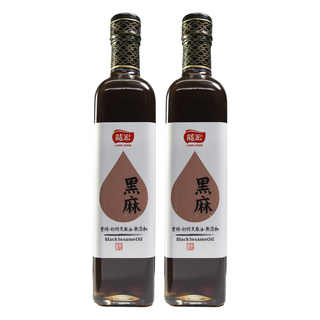 龍宏 黑麻油 100%芝麻油 重焙初榨黑麻油 無添加, 500ml, 2瓶