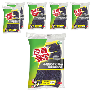 3M Scotch-Brite 百利 鋼絨海綿菜瓜布 好握型 M20071, 2入, 6包