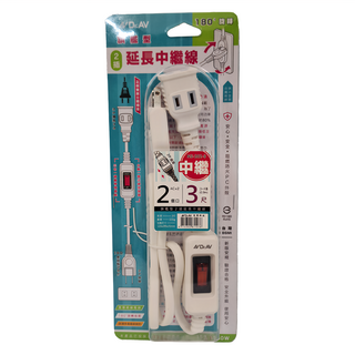 Dr.AV 聖岡科技 旗艦型2插延長中繼線 180度旋轉, 0.9m, 白色, 1條