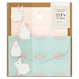日本 MIDORI 迷你信紙信封組 A-86514, 兔子, 1組