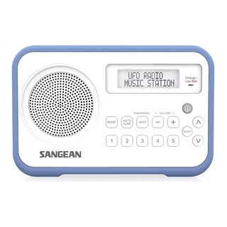 SANGEAN 山進電子 二波段 數位式時鍾收音機, LCD顯示器, PR-D30, WHITE-BLUE
