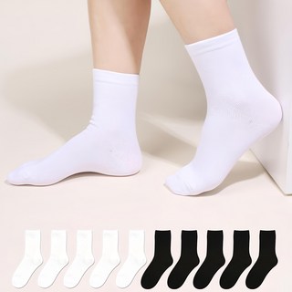 Doobalro 女款 優質基本款 素色 中筒襪 10雙