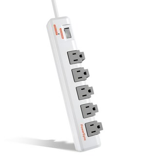 PowerSync 包爾星克 群加 1開5插防雷抗搖擺旋轉延長線 TR5W9018, 1.8m, 1條, 白色