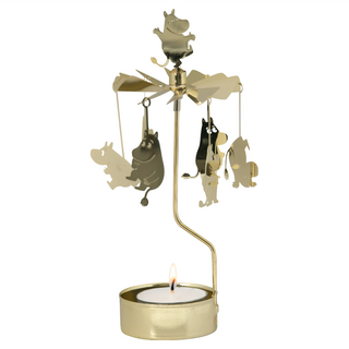 PLUTO DESIGN 旋轉燭座 + 蠟燭小型 金屬材質 16cm, 金色嚕嚕米