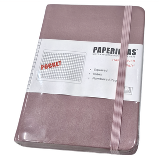 PAPERIDEAS 硬皮方格筆記本，A6 102x146mm 188頁, 冰莓粉, 1本