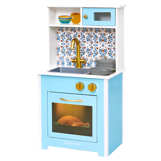 teamson kids 小廚師戴米爾經典玩具廚房 39.4 x 27 x 72.7cm, 湖水藍, 1組