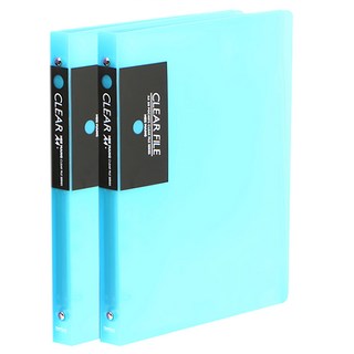Heemang A4半透明O型環文件夾 40頁 2入, 天藍色, 1組