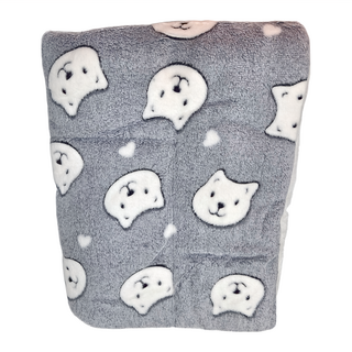 加厚寵物保暖墊 寵物窩 法蘭絨拼羊羔絨 貓咪狗狗通用, 89 x 68cm, 灰色小熊, 1個