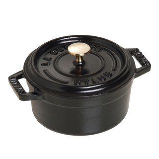 Staub 圓型琺瑯鑄鐵鍋 10cm 黑色 雙耳設計, 1個