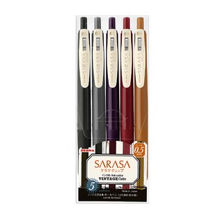 ZEBRA 斑馬牌 SARASA 復古色系中性筆5色組, 水性墨水, 書寫流暢, 混合色, 1組