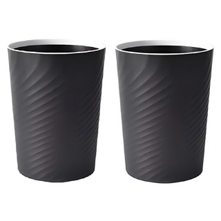 Life+ 北歐ins風創意時尚波紋壓圈無蓋垃圾桶 12L 2個, 1層, 低調黑