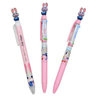 heemangnote Disney迪士尼 角色筆 動物方城市 造型原子筆 三色筆+黑色筆, 朱蒂款, 1組