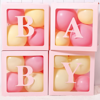 氣球盒子, BABY 粉色 含字, 1組
