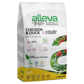 alleva 艾雷雅 草本呵護無穀系列 幼貓用 乾飼料, 鮮雞鮮鴨 + 蘆薈人參, 1.5kg, 1包