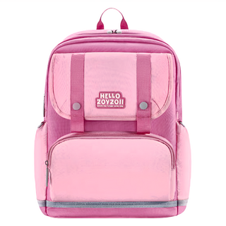 zoyzoii 茁伊 兒童款護脊書包 B15 900D古治尼龍 大容量 多隔層設計 可調節式按壓扣, 410 x 190 x 280mm, 蜜桃粉, 1個