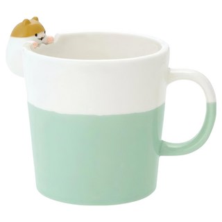 DECOLE 黃金鼠陶瓷馬克杯, 白色/綠色, 1個