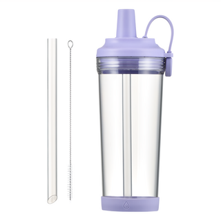磁吸手提大容量Tritan吸管杯 附吸管與清潔刷 安全無毒Tritan材質, 1個, 香芋紫, 850ml