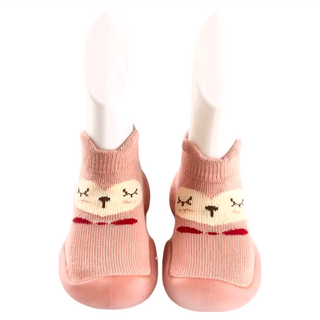 寬頭防滑透氣膠底學步鞋-高筒 襪套鞋, 22~23(13.5cm), 愛心粉貓
